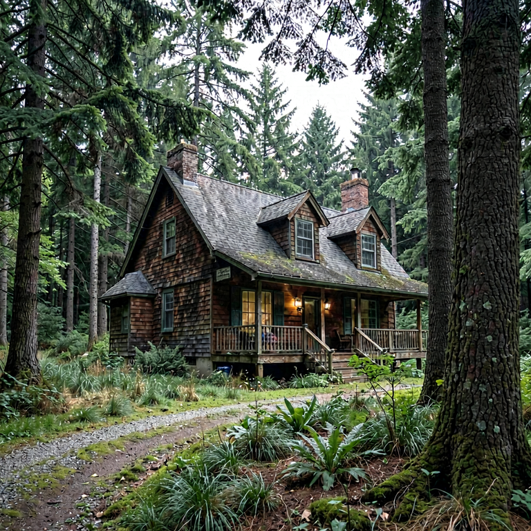 Baseline: a house in a forest